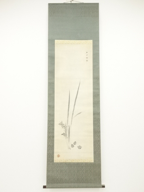 JAPANESE HANGING SCROLL / HAND PAINTED / FLOWER 